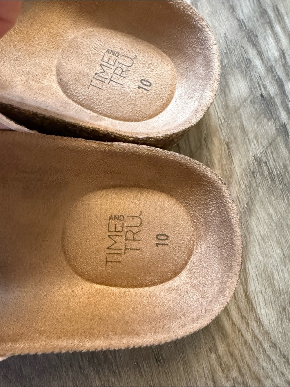 Time and Tru Pink Embellished Double Buckle Cork Slide Sandals Size 10 - Picture 4 of 5